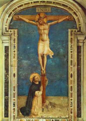Fra Angelico: Św. Dominik adorujący Krzyż Fra Angelico: Św. Dominik adorujący Krzyż